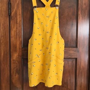 Yellow Denim Skirt Overalls